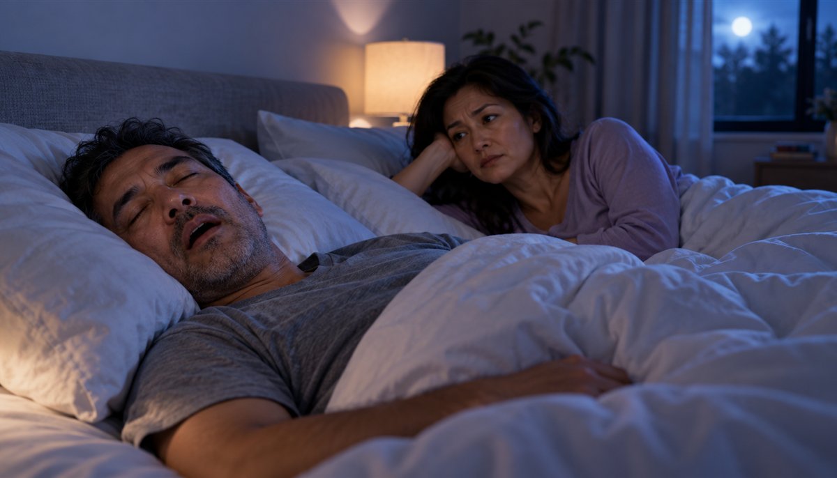 Personne endormie et proche éveillé dans une chambre la nuit