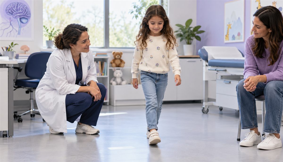 Examen de la marche d’un enfant en présence d’un parent